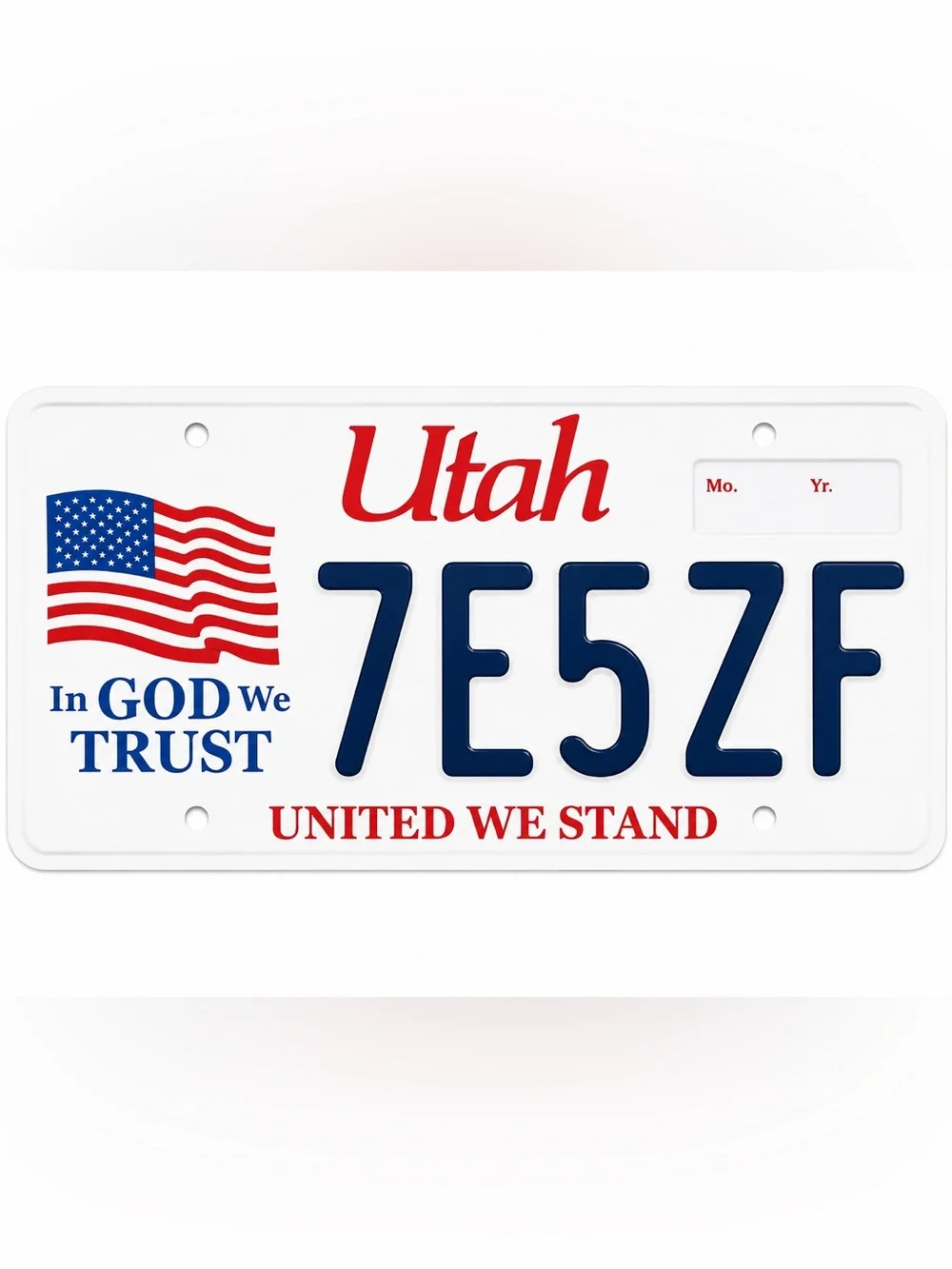 Utah In God We Trust United We Stand License Plate